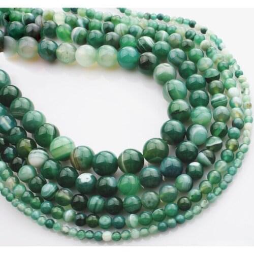 15"(38cm) Strand Round Natural Green Lace Agate Stone Rocks 4mm 6mm 8mm 10mm 12mm Beads for Jewelry Making DIY Bracelet Findings