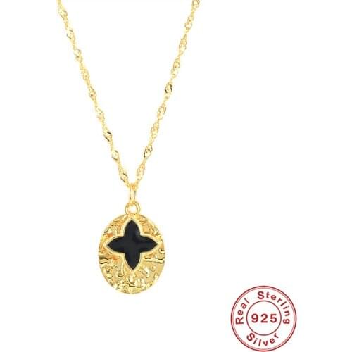 CANNER 925 Sterling Silver Round Pendant Necklace Cross Dropping Oil All-match Choker Necklace For Men Women 2021 Trend Collar