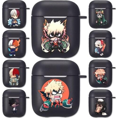 Anime My Hero Academia Black Silicone Case for Apple Airpods 1 2 Cases Boku No Hero Bakugou Midoriya Soft Airpods Earphone Cover