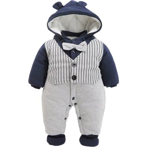 Baby Winter Clothes Infant Boys Girls Totoro Thick Hooded Outfit Newborn Long Sleeve Warm Jumpsuit Gentleman Outerwear