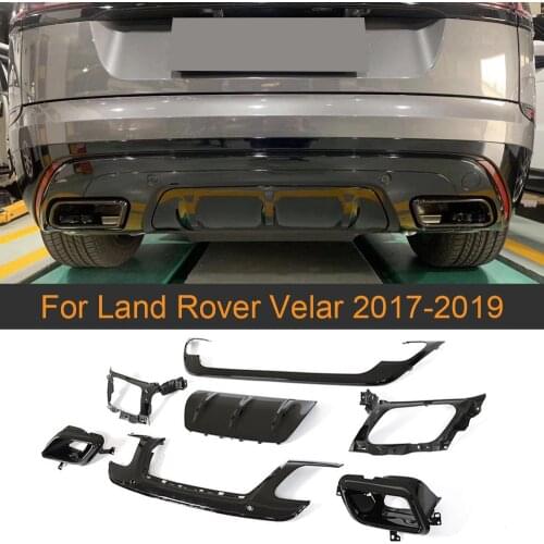 Car Rear Bumper Diffuser Lip Spoiler for Land Rover Velar 2017-2019 Rear Diffuser Lip With Exhaust Tips PU Gloss Silver / Black