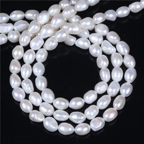 DIY Necklace Bracelat Jewelry Making 9-10mm Freeform Shape White Cultured Baroque Freshwater Pearl Loose Beads Strand 16"