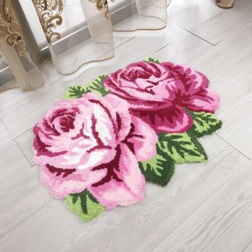 Home decorative 3D rose carpet for bathroom rug livingroom carpet kitchen flower rug enter bath mats floor mat hallway anti-slip
