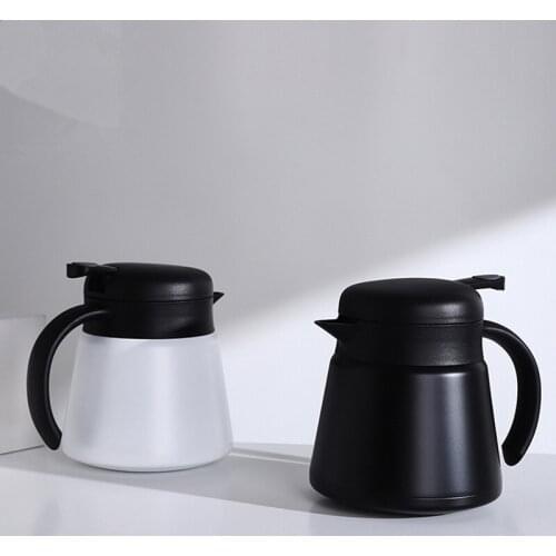 Eco-Friendly 650ml 304 Stainless Steel Oblique Mouth Water Pot Thermos Insulated Coffee&Tea Pot,Light Handle Vacuum Flask