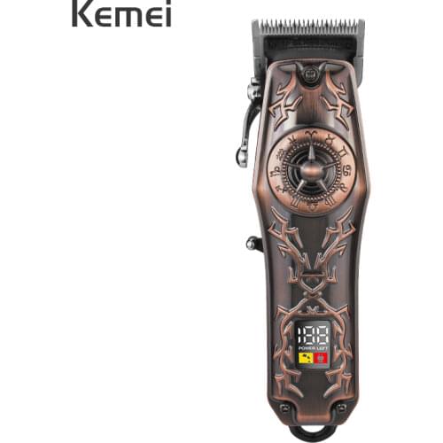 KEMEI Electric Metal USB Hair Clipper Rechargeable Professional Barber Trimmer with .LED Intelligent Display Shaving Machine 40G