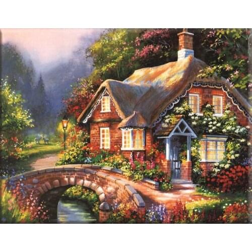 GATYZTORY Houses on the bridge DIY Painting By Numbers Landscape HandPainted DIY Pictures By Number Flower Home Decor Oil Painti