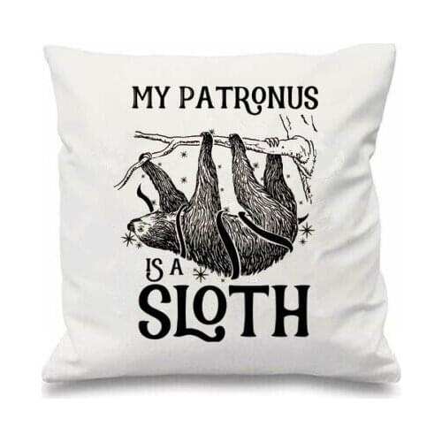 Geek Sloth Cushion Cover My Patronus Is A Sloth Throw Pillow Case Funny Potter Animal Lazy Sloths Pillows Sham Gifts Two Sides