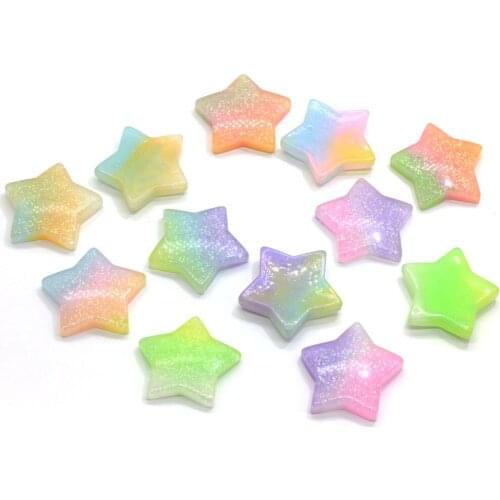 Kawaii Rainbow Color Resin Star Charms DIY Jewelry Findings Ornament Accessory Girls Earring Necklace Key Chain 24mm