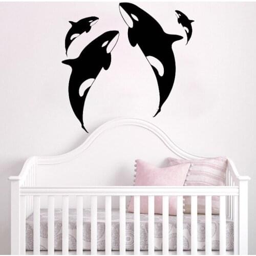Whale Wall Sticker Nursery Sea Animals Vinyl Decal Kids Room Decoration Dolphin Ocean Marine Mural Cute Home Decor O199