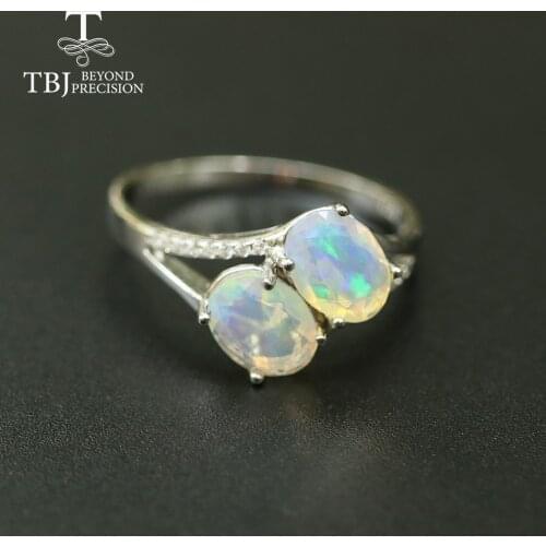 Opal Ring natural gemstone oval 6*8mm,solid 925 sterling silver simple design fine jewelry Christmas for women,wife nice gift