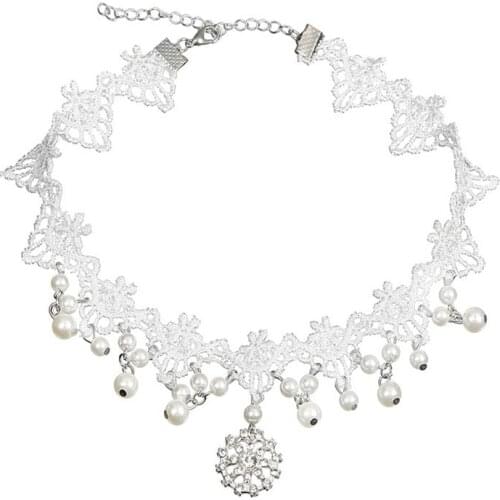Fashion Lace Choker Necklace for Women Imitation Pearl Pendant Choker Gothic Lace Necklace Choker for Women Jewelry Gift