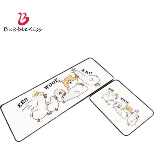 Bubble Kiss Modern Cartoon Carpets for Bed Room Cute Duck Dog Kitchen Rug Polyester Floor Mat Absorbent Slip-resistant Doormats