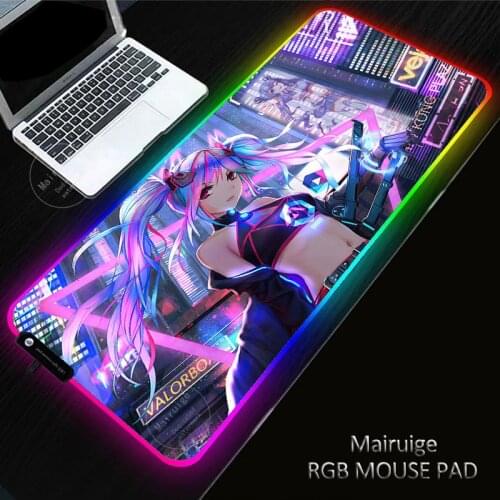 Creative Steam Wave LED Light Gaming XL Anime Sexy Girl Mouse Pad RGB Large Keyboard Cover Non-Slip Rubber DeskMat Game MousePad