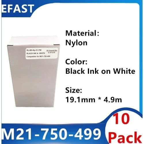 10PK M21-750-499 Adhesion Label Tape Black On White Nylon film for BMP21 Plus BMP-21 LAB printer