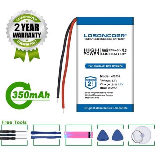 LOSONCOER Battery 350mAh 402030 042030 Battery For Bluetooth GPS MP3 MP4 Recorder