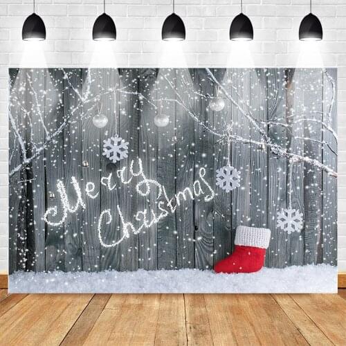 MOCSICKA Christmas Photography Backdrop Merry Christmas Wood Floor Background Christmas Socks Ball Snowflake Photo Backdrops