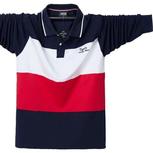 Extra-large mens long-sleeved T-shirt Extra-large mens cotton TOMM POLO multicolor stitching lapel T-shirt 5151 WLP0042
