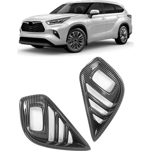 For Toyota Highlander 2020 2021 ABS Carbon Fiber Front Fog Light Lamp Cover Trim Foglight Bezel Decoration Frame
