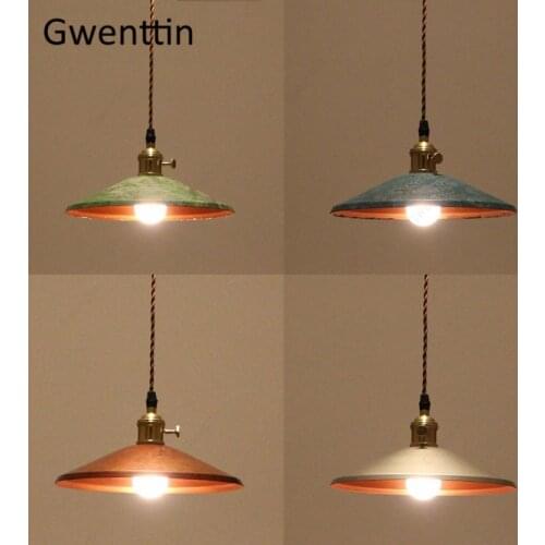 Retro Iron Lid Pendant Lights Japanese Home Decor for Dining Room Kitchen Loft Hanging Lamp Modern Led Light Fixtures Luminarias