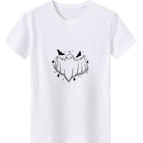 Ghost Bat Woman Tshirts Top Casual Short Sleeve Hipster Graphic Top Black Red Letter Graphic Tee Femme Simple Wild T Shirt Women