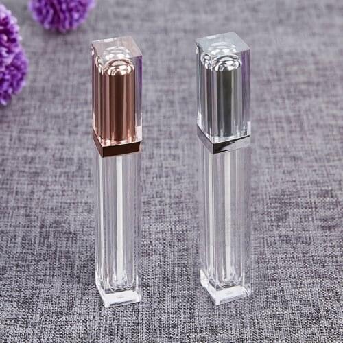 Empty Lipgloss Tube High Grade Transparent DIY Lip Gloss Packing Box Container with Acrylic Gold Silver Cap Split Bottle 20pcs