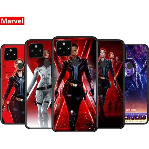 Marvel Avengers Super Hero Black Widow For Google Pixel 5 4A 5G 4 XL Soft Shell TPU Silicone Black Cover Phone Case
