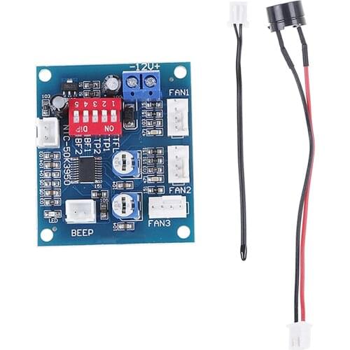 DC 12V Thermistor PWM Fan Temperature Control Speed Controller Module 12V 4-wire High-Temp Alarm Buzzer PC Computer CPU Fan