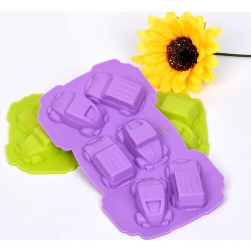 Silicone Form 1PC Kitchen Accessories Chocolate Molds Cartoon Cars Shape Fondant Cake Soap Molds Pastry Stencils Baking Pan