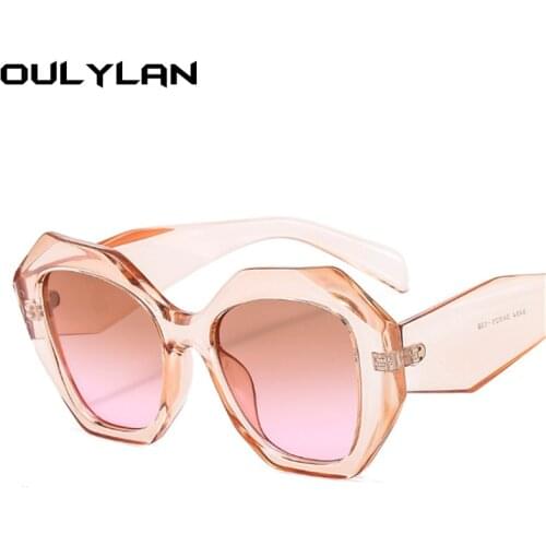 Oulylan Fashion Polygon Sunglasses Women Vintage Gradient Sun Glasses Men Retro Brand Designer Black Pink Eyewear Shades UV400