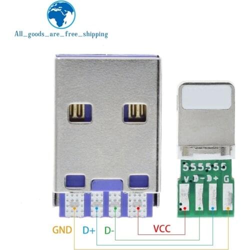 DC5V 2.5A Lightning Cable 8Pin USB For Apple With 4PIN PCB +Type A 4PIN Male USB For Apple IPhone Data Charge Cable DIY KIT