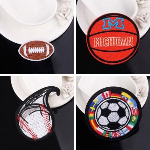Embroidered Soccer Patches Iron On Patches For Clothes Basketball Tennis Sticker Embroidery Patch Ball Patch Applique On Clothes