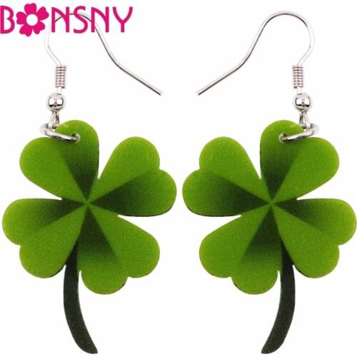 Bonsny Acrylic Plant Leaves Earrings Big Long Drop Dangle Cartoon Elegant Jewelry For Girls Women Gift Party Decoration Original