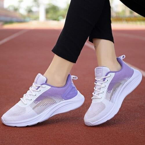2021 Sneakers Women Mesh Breathable Shoes Ladies Casual Flats Vulcanize Shoes Lightweight Soft Sole Lace-Up Sneakers