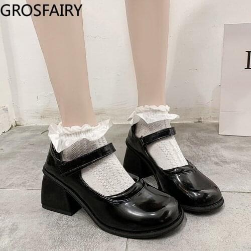 Mary Jane womens shoes 2021 spring new shoes increase thick-soled retro British style womens small leather shoes on behalf of
