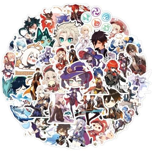 10/30/50pcs/pack Genshin Impact Cartoon Game Stickers Lable For Refrigerator Car Helmet DIY Guitar Decal Notebook Skate Trunk
