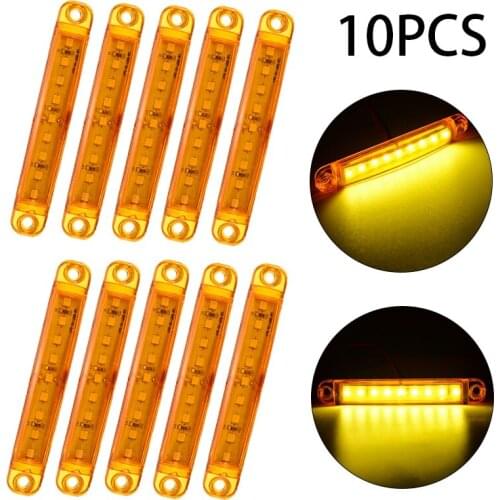 10pcs 24V 9LED Car Truck Bus Amber Side Lights Waterproof Marker Warning Signal Lamp 10x1.5cm DIY Accessories