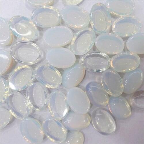 100Pcs 14x10x5mm Wholesale White Opal Oval Cab Cabochon DIY Jewelry Making Accessories M48