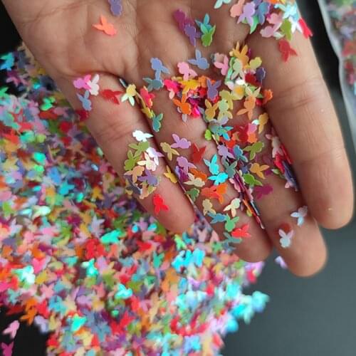 12colors 50g/bag-Rabbit Head Bunny Nail Art Sequins Mix-Colors Laser Holo Nail Flakes Decorations Metallic Manicure Sequins#6MM