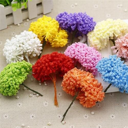 12pcs/bunch 3cm Mini Stamen Handmade Artificial Flowers For Wedding Party Home Decoration DIY Christmas Scrapbook Accessories
