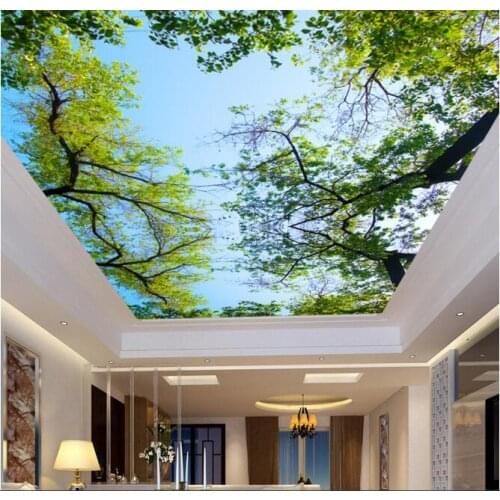 3d wallpaper custom mural non-woven 3d room wallpaper Green trees and blue sky ceiling murals photo 3d wall mural wallpaper