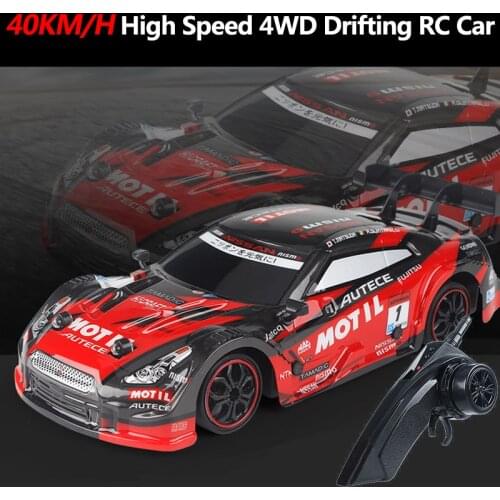 40KM/H High Speed 4WD Drifting RC Car 1:16 Full Scale Proportional Throttle Double Tire Anti-collision Cool Light RC Toy For Kid