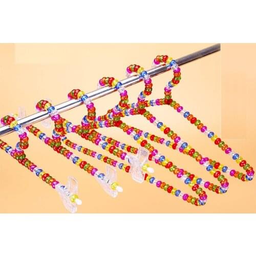 5pcs/ 26cm/42cm adult childrens crystal beads transparent 7 color hanger acrylic bead clothes rack trousers clip
