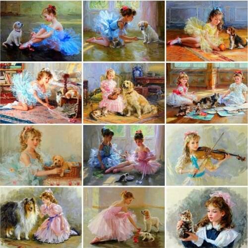 5D Diamond Mosaic Embroidery Ballet Girl Full Drill Square Diamond Painting Kit Portrait Picture of Rhinestones Home Decor Art