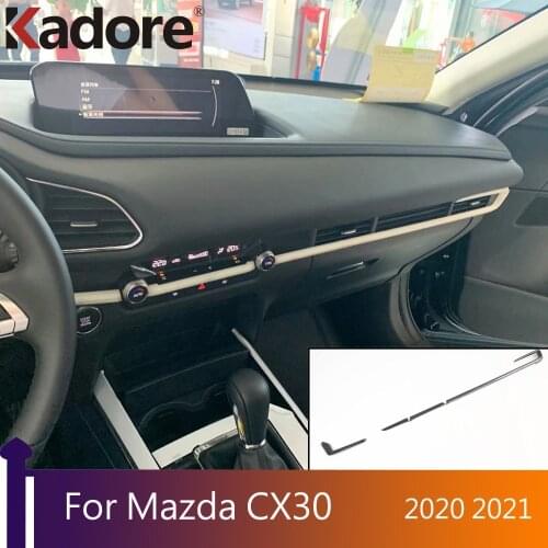 For Mazda CX30 CX-30 2020 2021 Carbon Fiber Interior Panel Center Control Strip Cover trim Car Accessories Molding Styling LHD