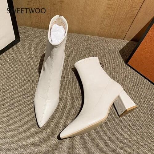 White High-heeled Short Boots Womens Autumn and Winter Pointed Toe Womens Boots 2021 New Thin Boots Wild Martn Boots