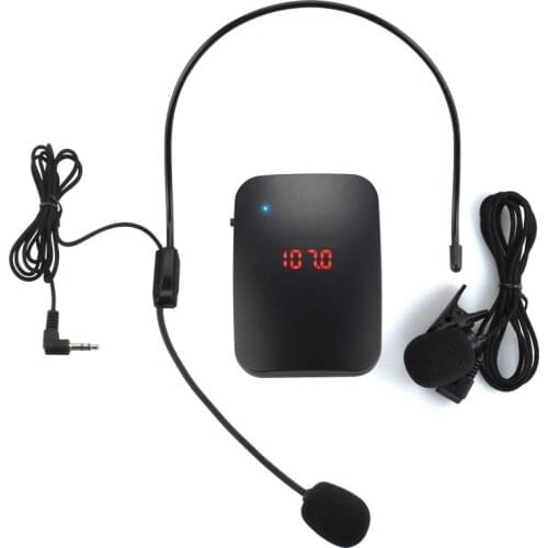 FM Wireless Microphone Transmitter with Headset Mic & Lapel Mic for Teacher Guide SP99