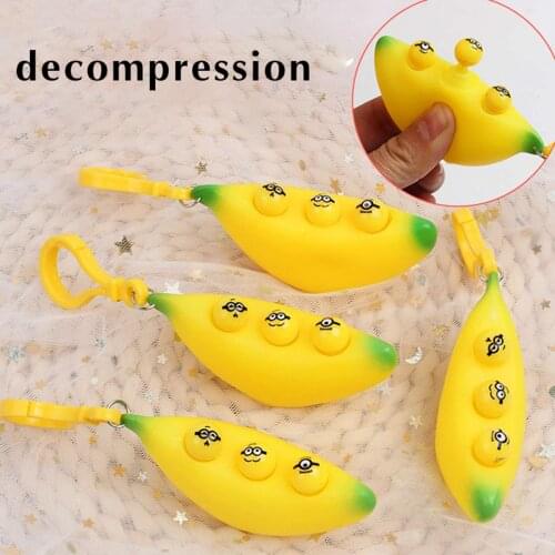 Banana Expression Keychain Pendant Stress Relieve Fidget Decompression Toy TPR Pinch Antistress Ornament Keychain