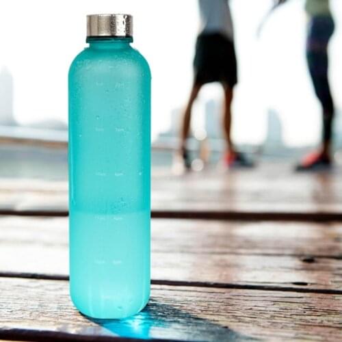 1 Piece Plastic Water Bottle 1 Litre Leak-proof Water Bottle BPA-Free Sports Bottle Time Markings Three Colors to Choose