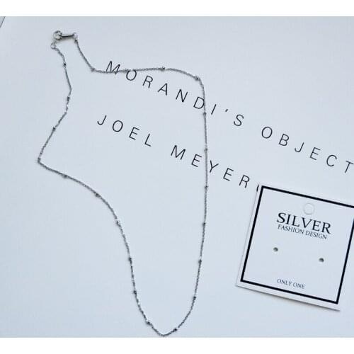 Slim Thin Pure 925 Sterling Silver Beads Curb Chain Choker Necklaces Women Girls Jewelry kolye collares collier ketting