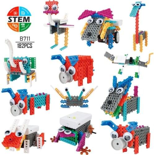 Children STEM Electric Toys 182Pcs 12 In 1 Building Blocks Assembling Toys DIY Puzzle Toys Children Educational Toys Kids Gifts